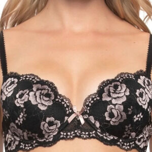 Felina Crossdye Lace Contour Bra - Pack of 2, Black/White, Sizes 34B and 36B